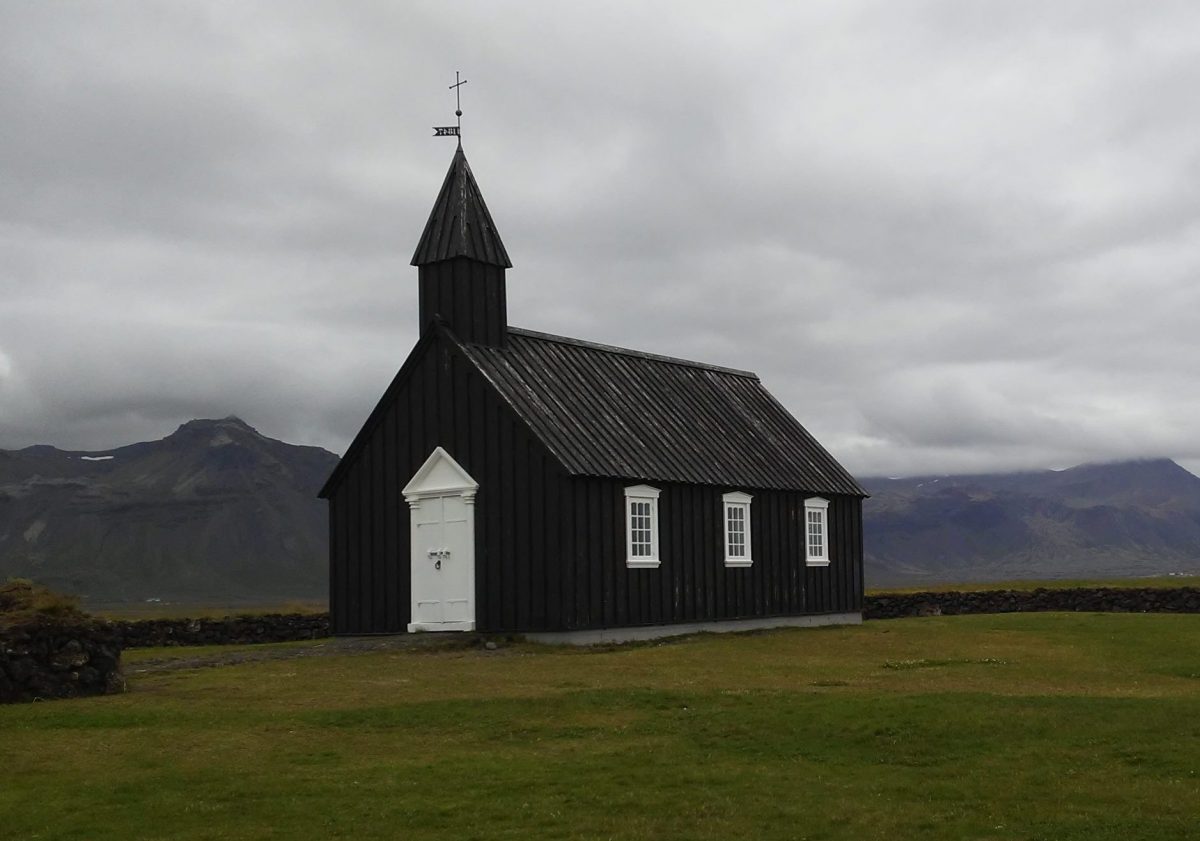 photo of black church in Iceland