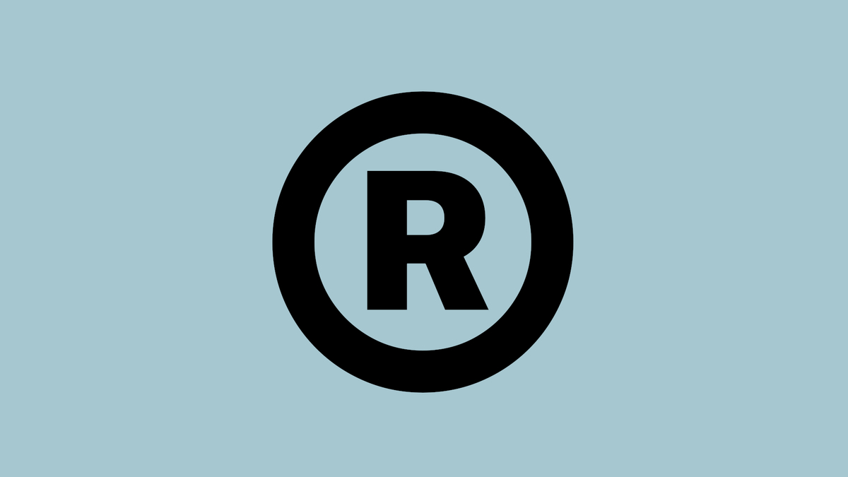 Trademark registration symbol against blue background