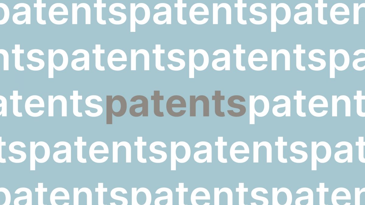 repeating "patents" text graphic