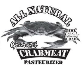 Image of applied-for designation (alleged mark) in Ser. No. 87/405,211: ALL NATURAL 100% REAL CALLINECTES CRAB GOURMET CRABMEAT PASTEURIZED, and design (including realistic image of a crab)