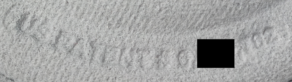 Redacted photo of patent marking notice on bicycle shorts chamois pad, reading "US PATENT # 6,[],702"