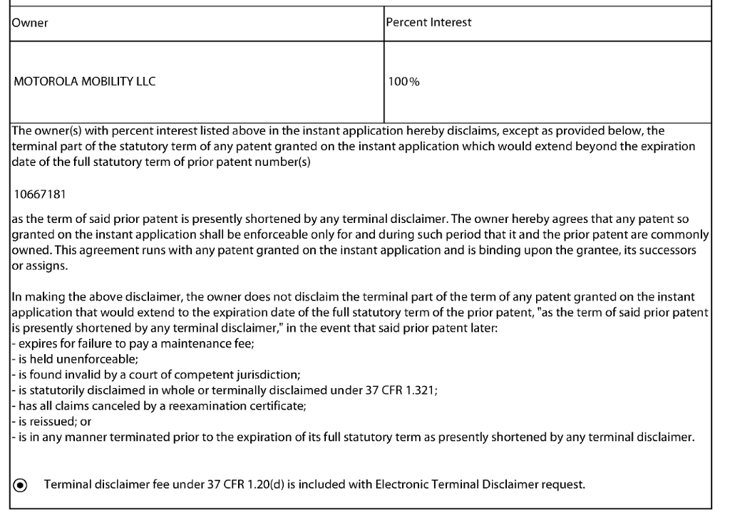 Excerpt of terminal disclaimer filed against U.S. Pat. No. 11,102,682