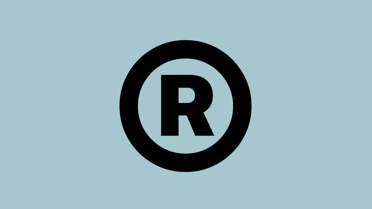Trademark registration symbol against blue background